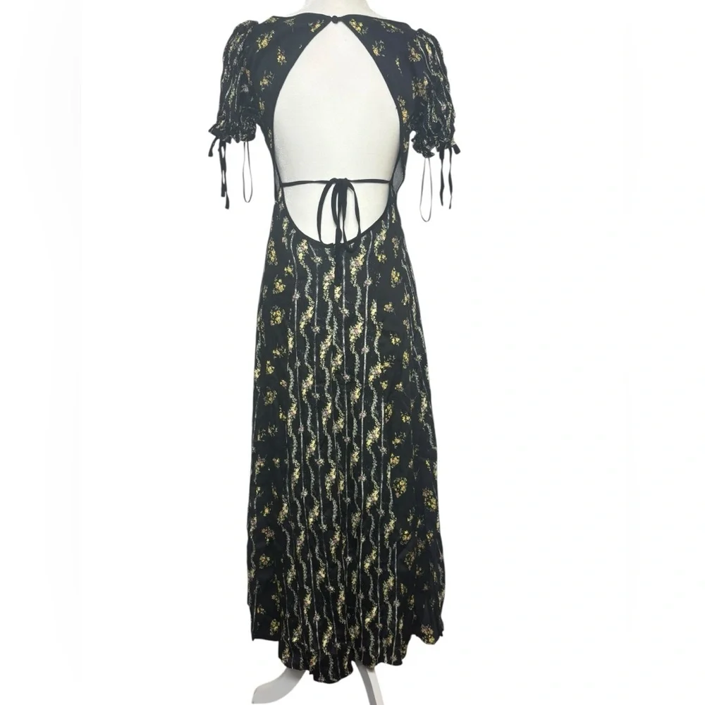 Free People Black and Gold Backless Sundress size 4 - Picture 3 of 9